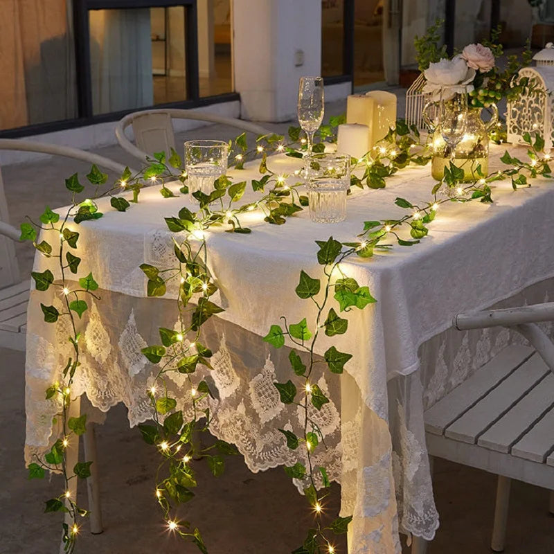 Solar Leaf and Flower Garland String Lights