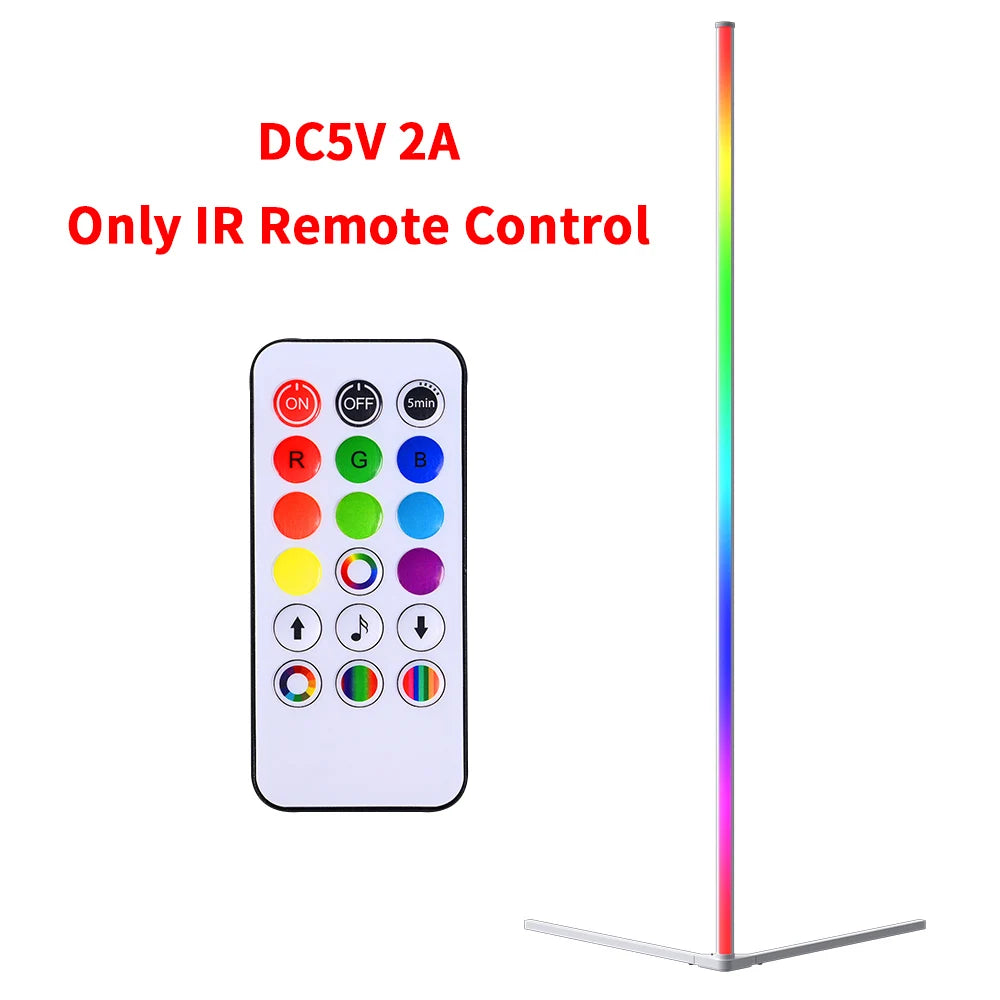Smart LED Corner Floor Lamp – Dimmable RGB Light 55 Inch