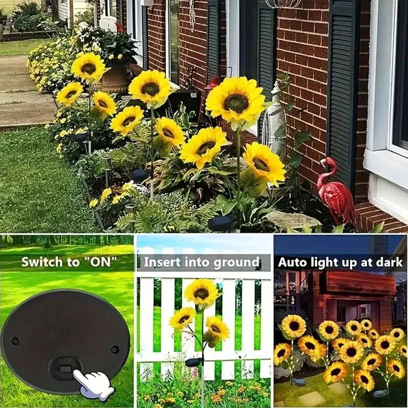 Solar Sunflower LED Stake Lights