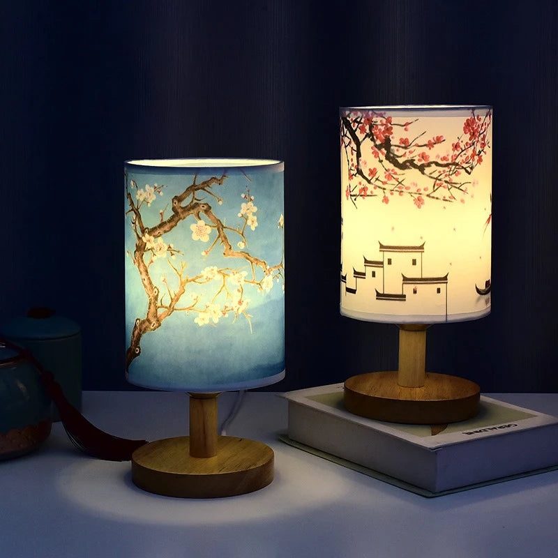 Dimmable LED Square Table Lamp – Elegant Fabric Lampshade for Cozy Bedroom Ambiance.