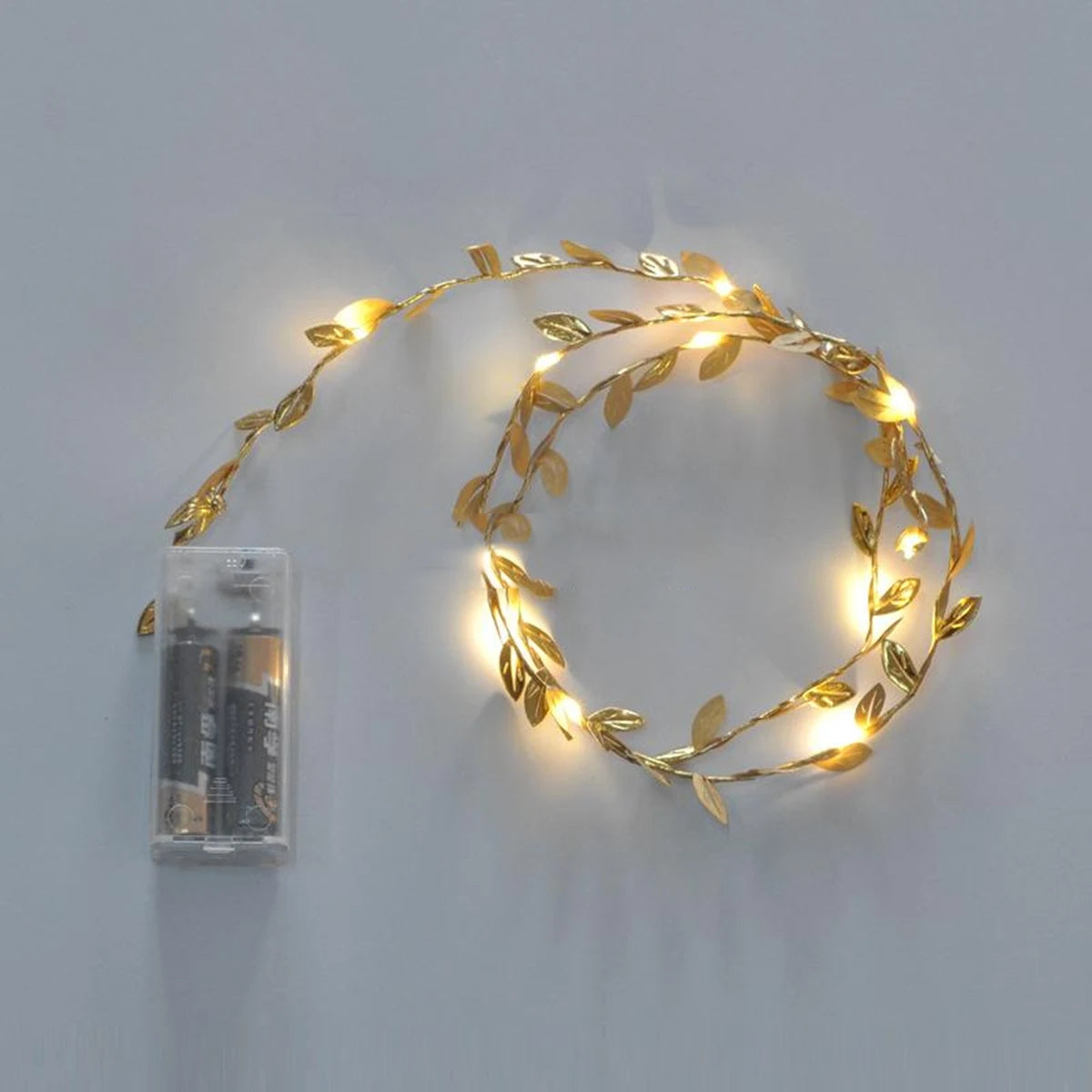 2M 20-LED Golden Leaves Fairy Lights – Battery-Powered Copper Wire String for Wedding, Home, Party, and DIY Christmas Decor.
