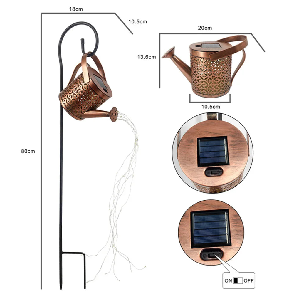 Solar Watering Cascading Lights: Garden Decor