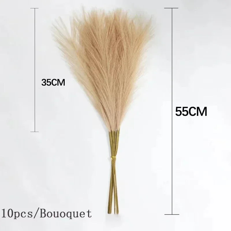 10PCS Artificial Pompous Grass Pompass Branches Fake Fluffy Stems Plants Vase Filler for Home Boho Decor Flower Arrangement