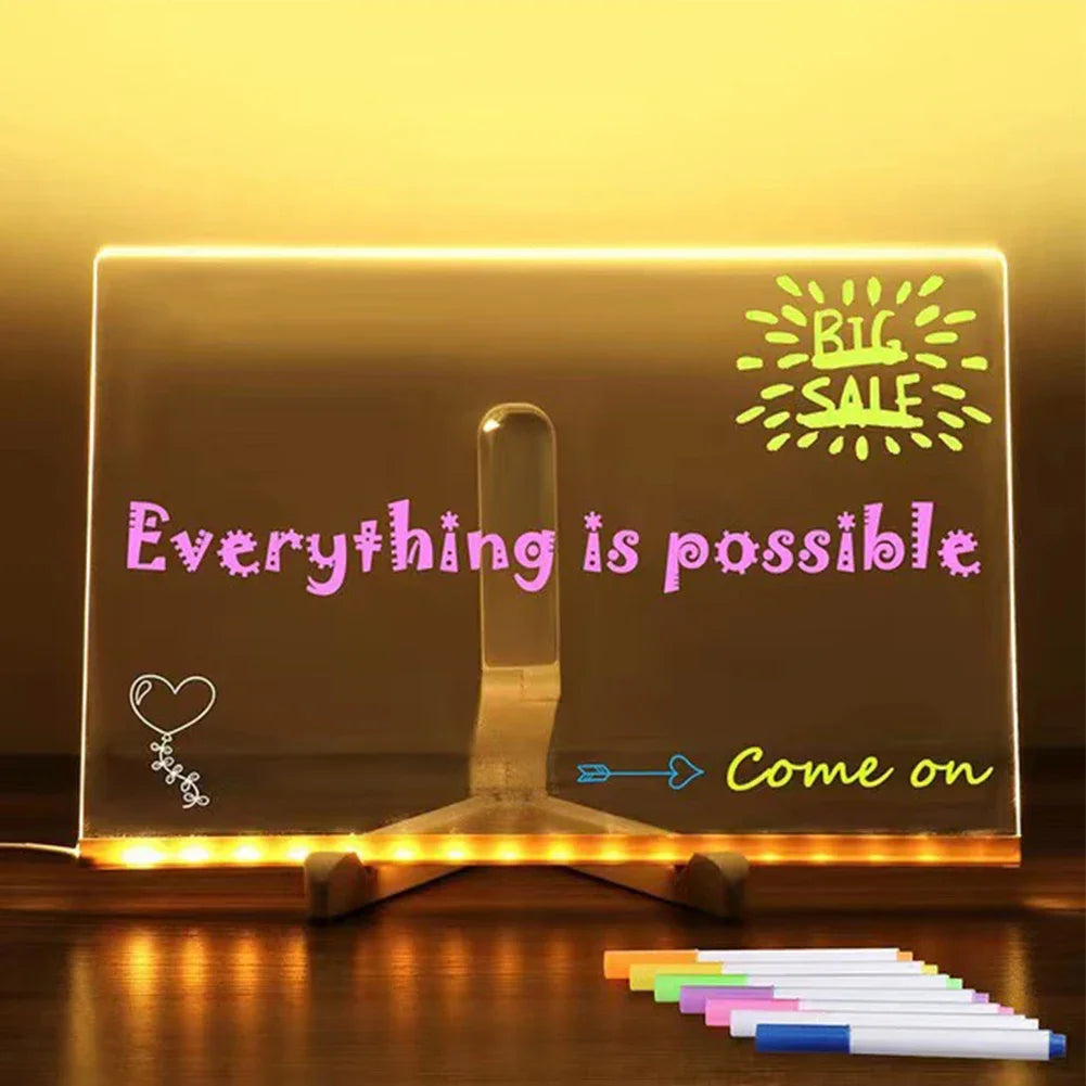 LED Light-Up Drawing Board with 7 Color Pens
