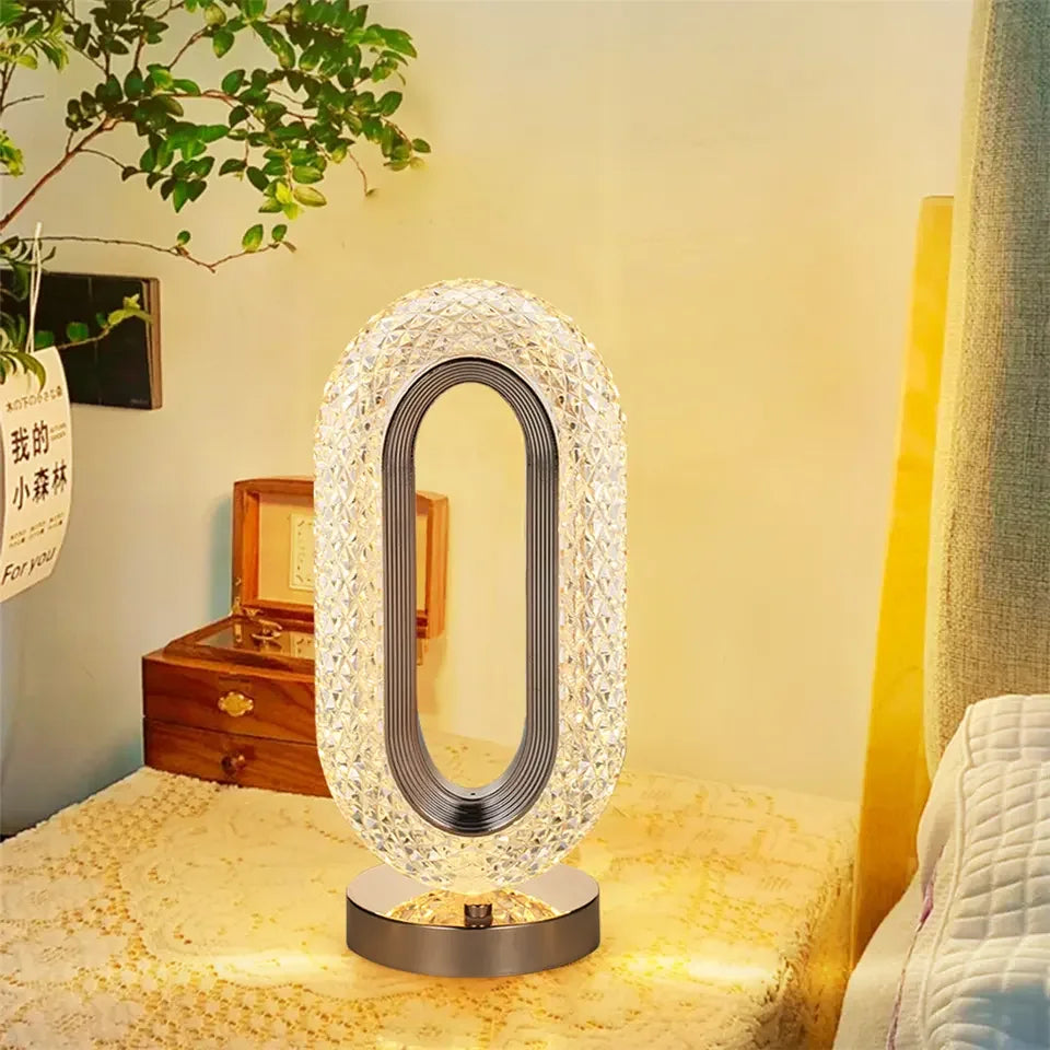 Luxury Modern Crystal Lamp: Rechargeable Touch-Dimming Table Light with 3 Colors