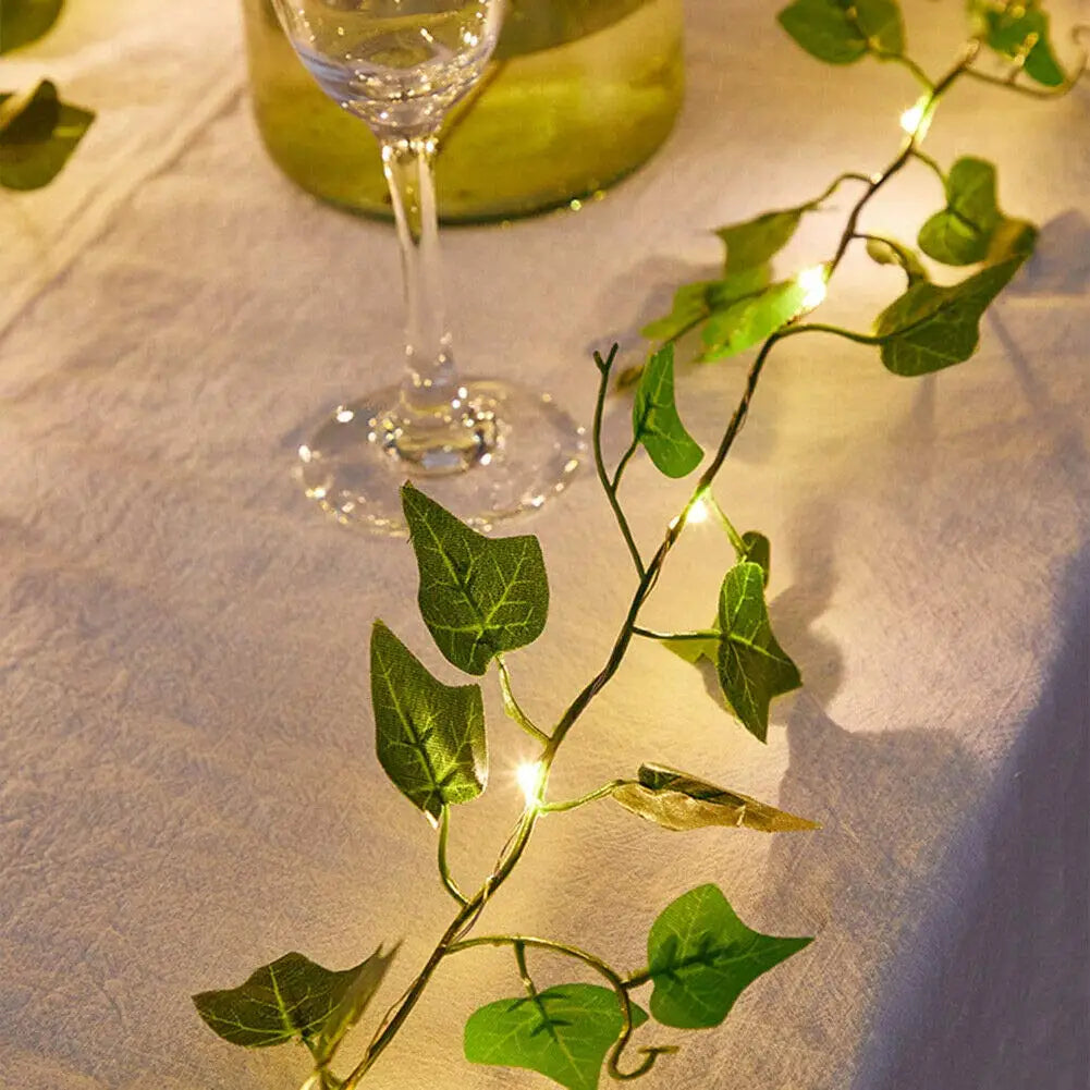 Solar Leaf and Flower Garland String Lights