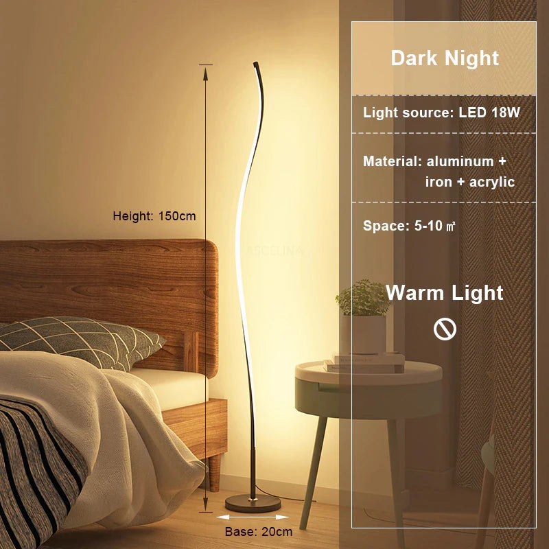 Modern Creative LED Floor Lamp for Sofa Corner Bedroom Bedside Living Room Hotle Home Decor Mood Light RGB Remote Control
