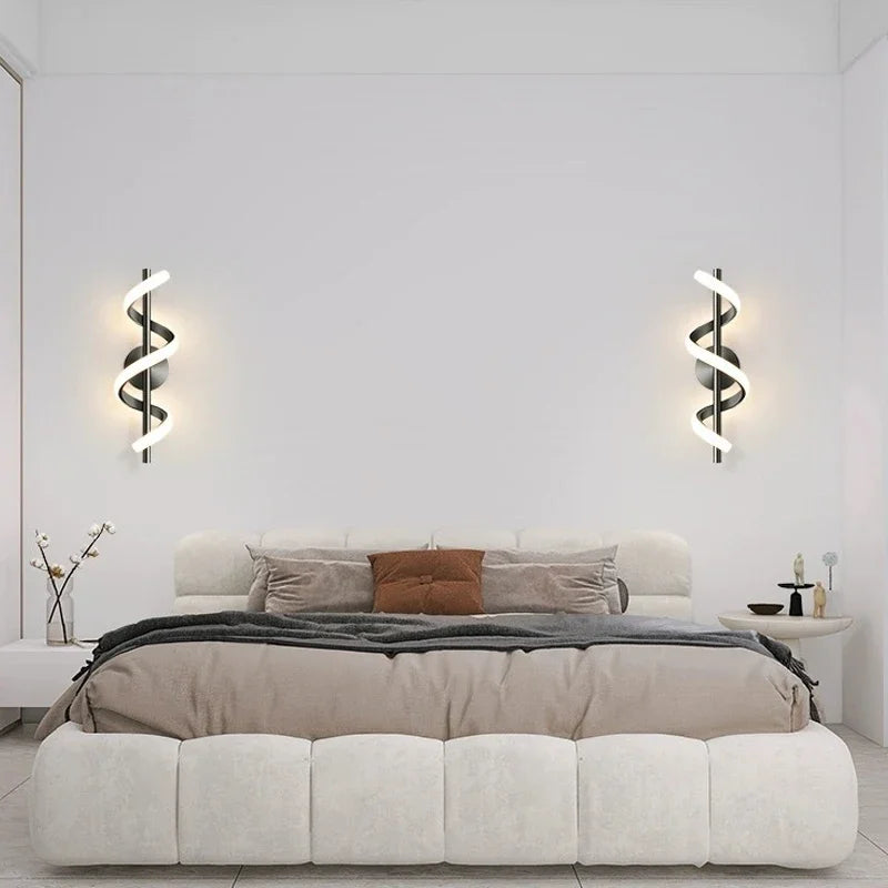 Luxury LED Wall Lamp: Black, White, and Gold Decorative Sconces
