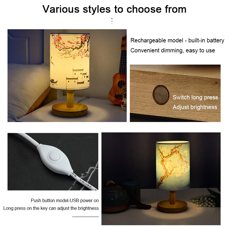 Dimmable LED Square Table Lamp – Elegant Fabric Lampshade for Cozy Bedroom Ambiance.