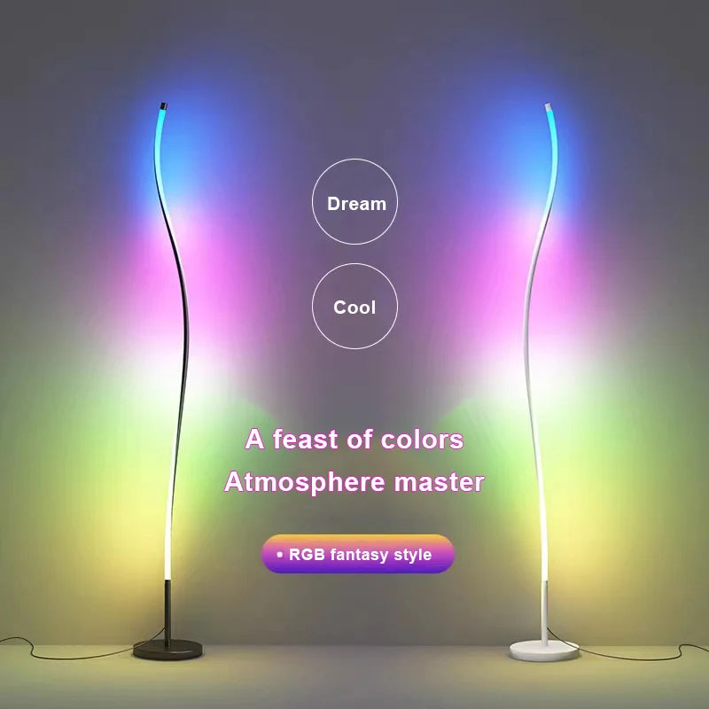 Modern Creative LED Floor Lamp for Sofa Corner Bedroom Bedside Living Room Hotle Home Decor Mood Light RGB Remote Control