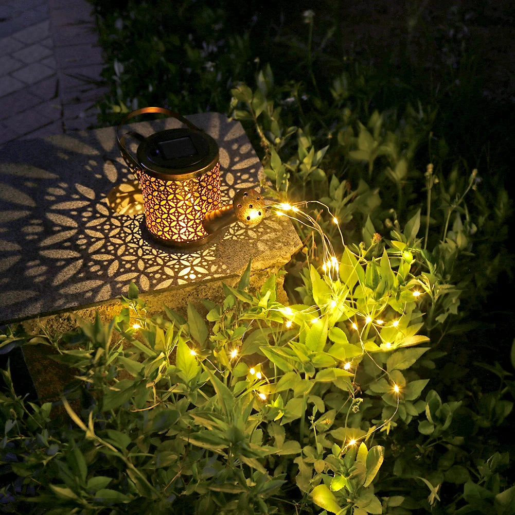 Solar Watering Cascading Lights: Garden Decor