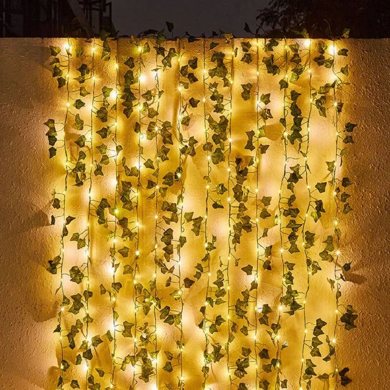 Solar Leaf and Flower Garland String Lights