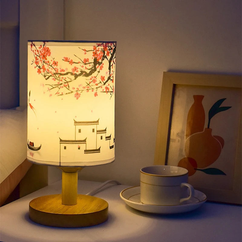 Dimmable LED Square Table Lamp – Elegant Fabric Lampshade for Cozy Bedroom Ambiance.