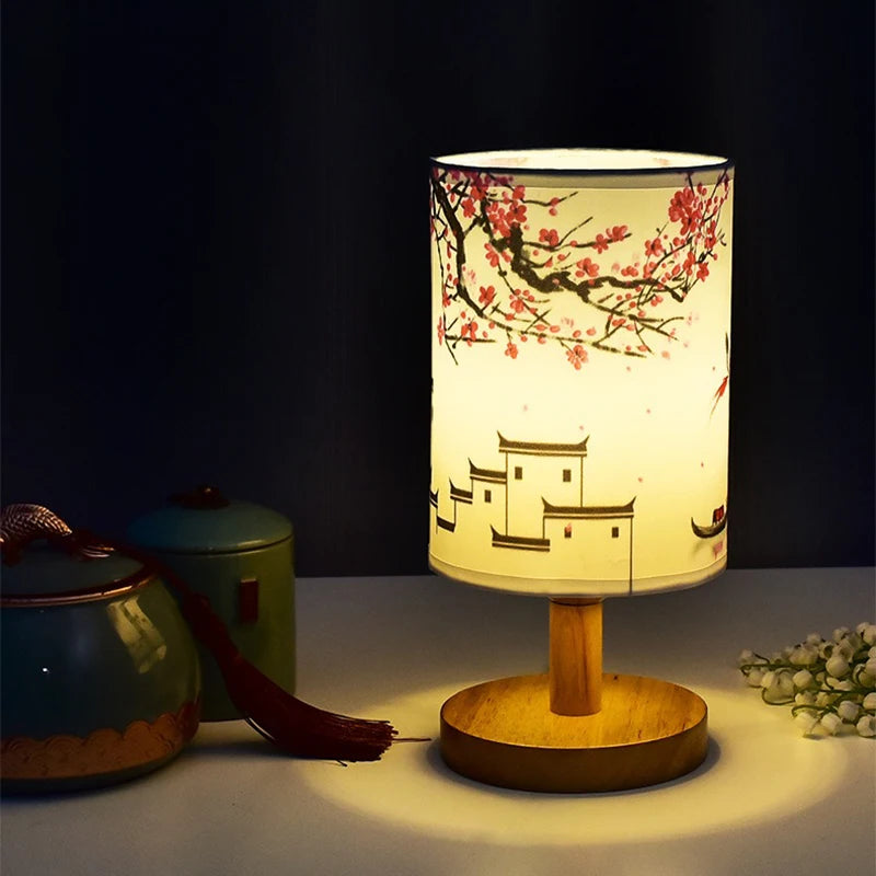Dimmable LED Square Table Lamp – Elegant Fabric Lampshade for Cozy Bedroom Ambiance.