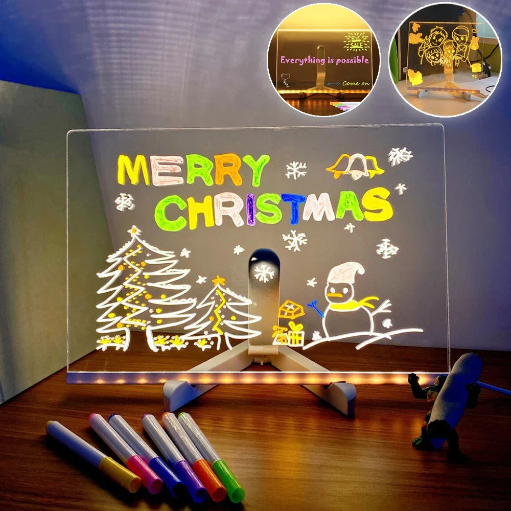 LED Light-Up Drawing Board with 7 Color Pens
