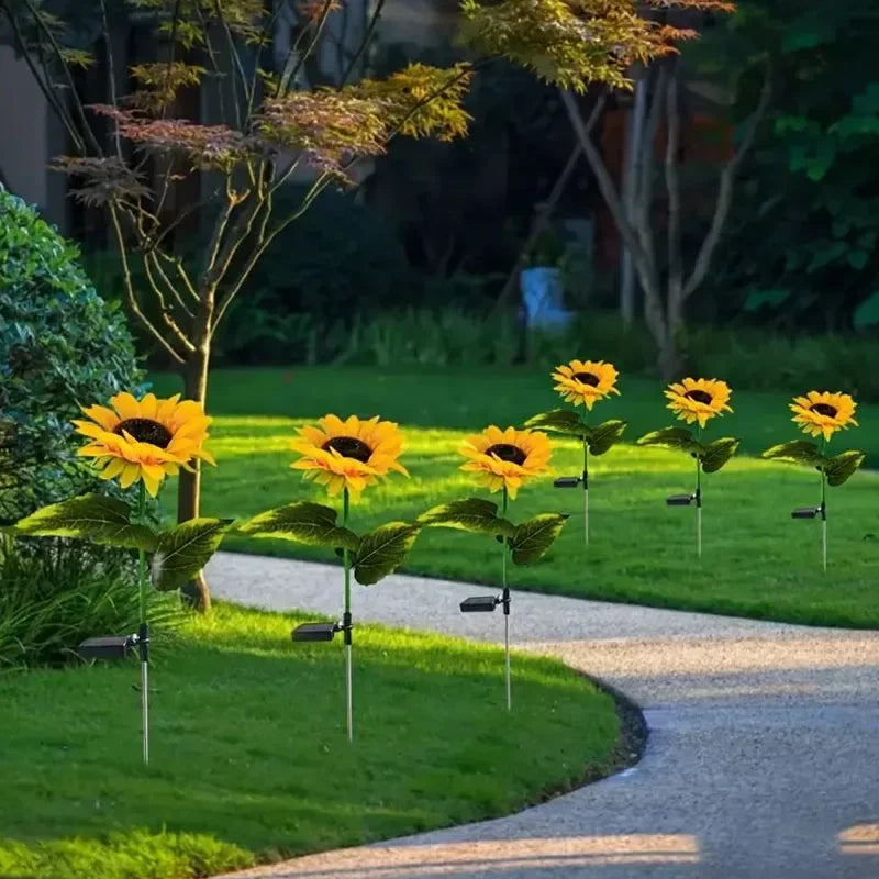 Solar Sunflower LED Stake Lights