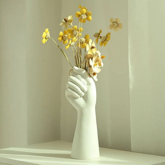 Elegant White Resin Vase: A Delicate Human Body Ornament for Sophisticated Home Decor