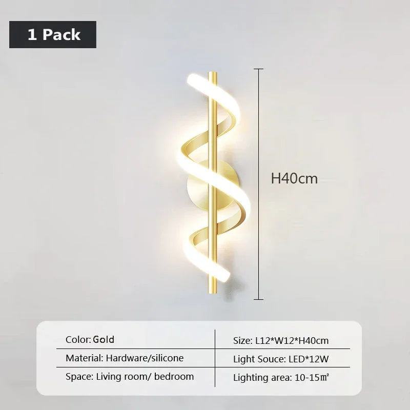 Luxury LED Wall Lamp: Black, White, and Gold Decorative Sconces