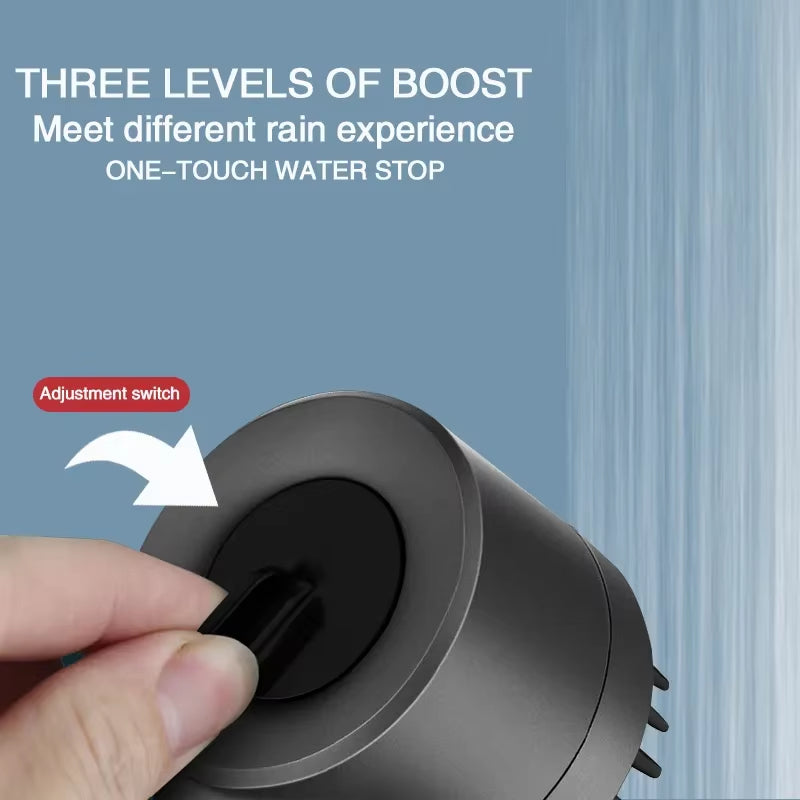 High-Pressure 3-Mode Shower Head with Massage Brush