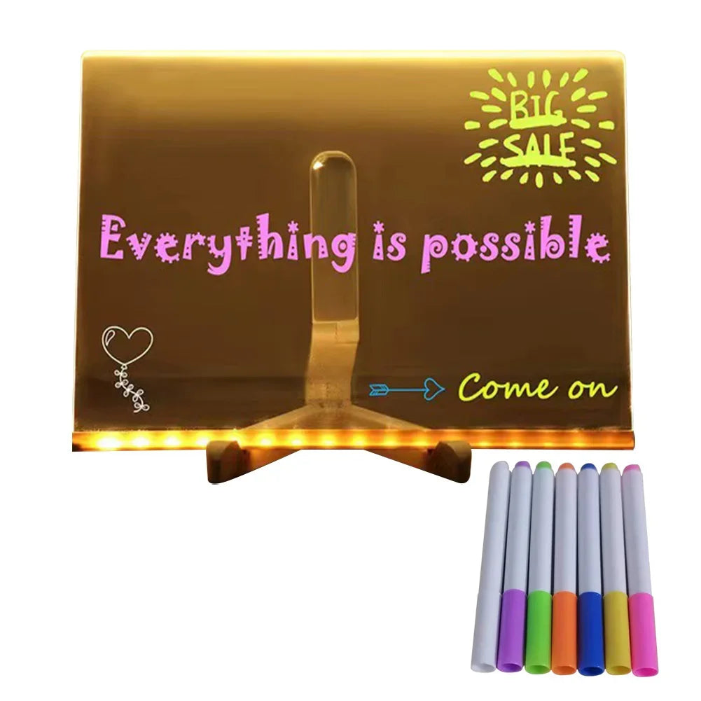 LED Light-Up Drawing Board with 7 Color Pens